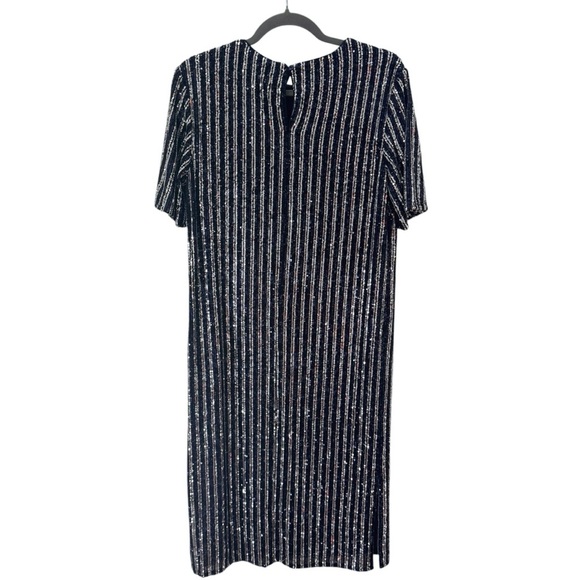 NWT Anthropologie Flat White Short-Sleeve Sequin Stripe Midi Dress Size Small - Picture 10 of 14
